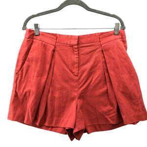 BCBGMaxazria‎ Pleated Front Shorts Womens L Cotton High Waisted Culotte Orange